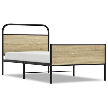 vidaXL Bettgestell ohne Matratze 107x203 cm Sonoma-Eiche Holzwerkstoff