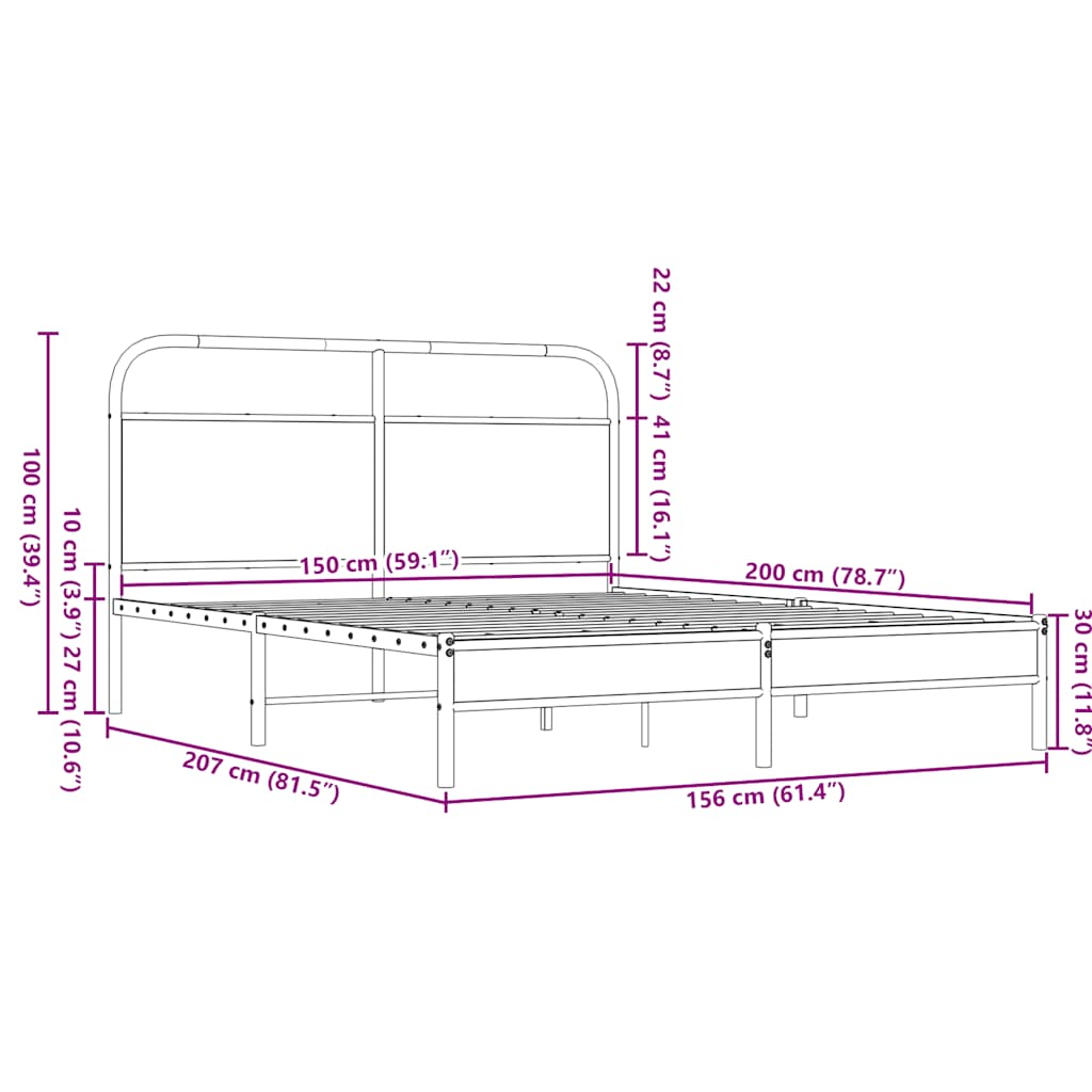 vidaXL Cadre de lit sans matelas 150x200 cm Aspect chêne marron
