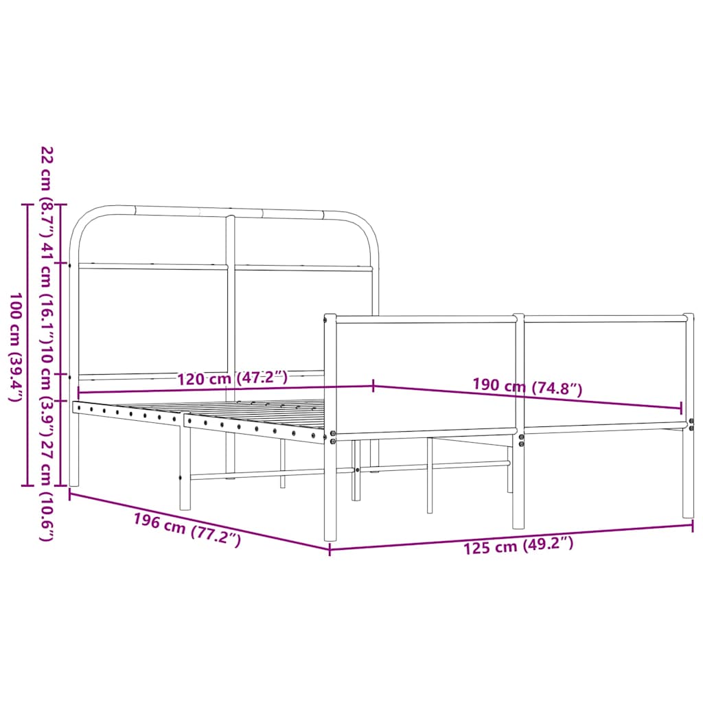 vidaXL Cadre de lit sans matelas 120x190 cm aspect chêne marron