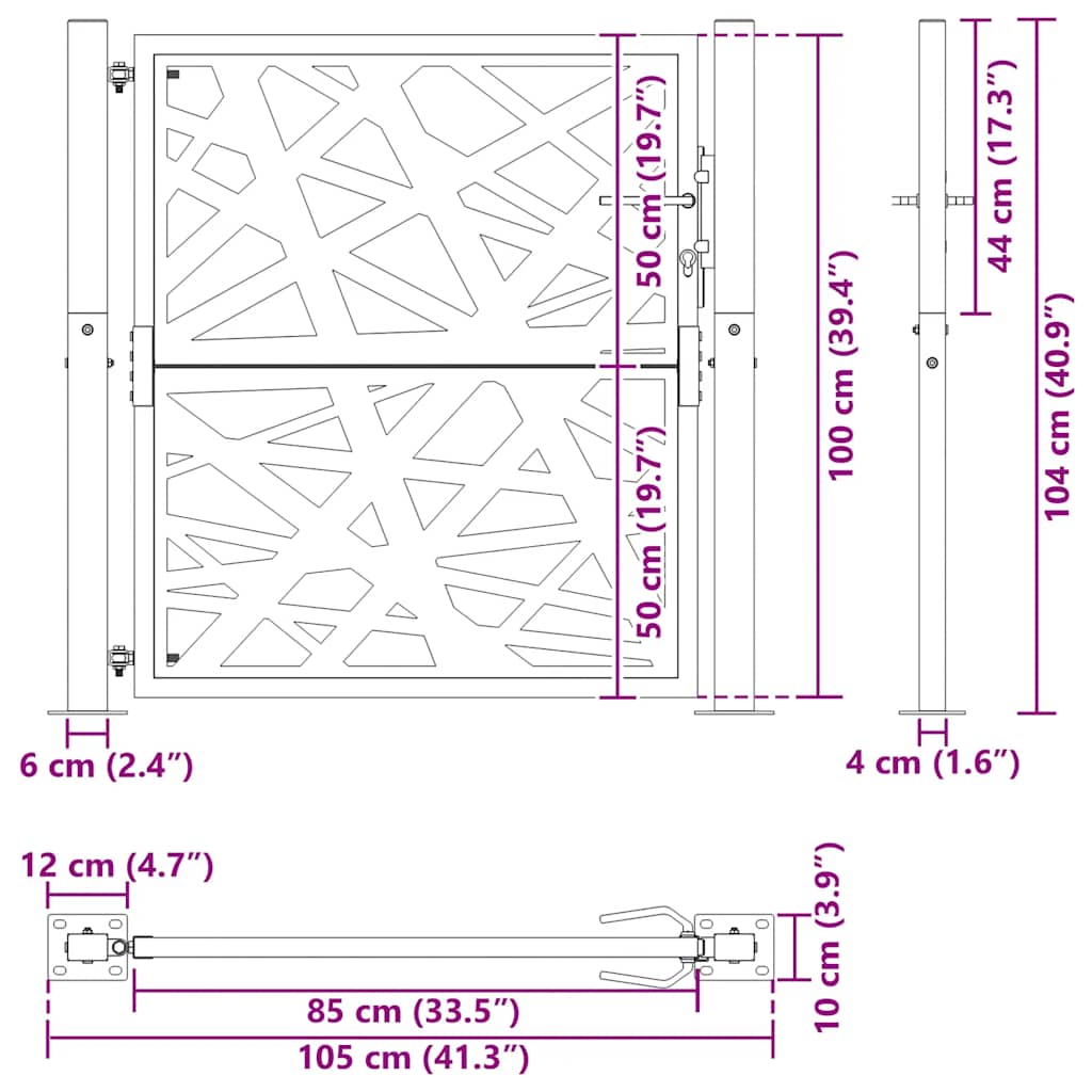 Gartentor Schwarz 100x100 cm Stahl Lichtdesign