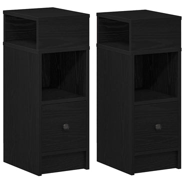 vidaXL Tables de chevet 2 pcs avec tiroir Noir 25x31x66 cm