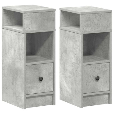 vidaXL Nachttische 2 Stk. mit Schublade Betongrau 25x31x66 cm