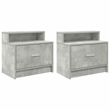 vidaXL Nachttische mit Schublade 2 Stk. Betongrau 51x31x47 cm
