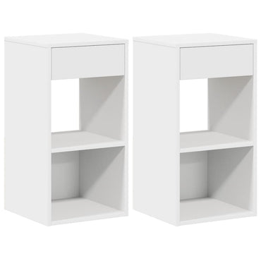 vidaXL Nachttische mit Schublade 2 Stk. Weiß 35x34x66,5 cm