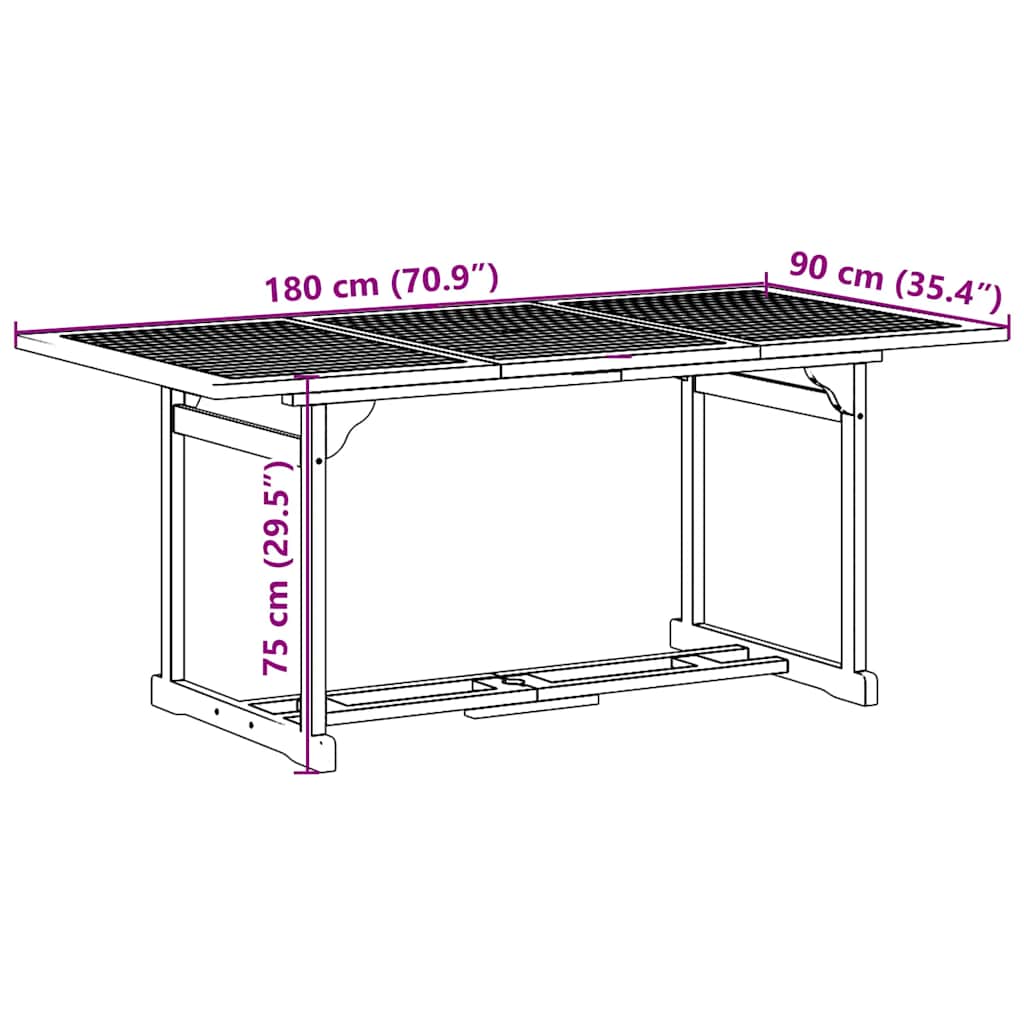 vidaXL Ensemble de salle à manger de jardin 7 pcs 180x90x75 cm Bois d'acacia massif