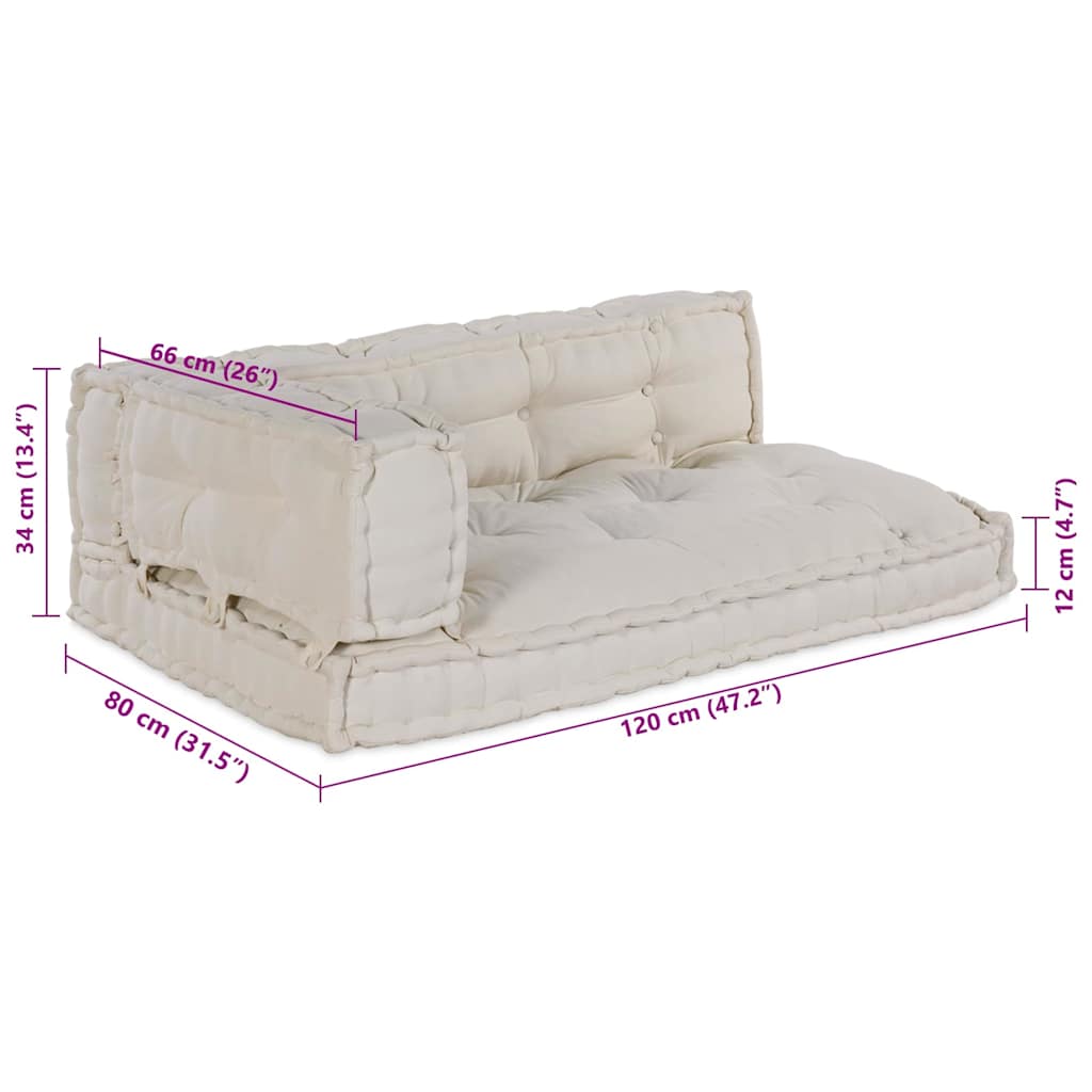 vidaXL Pallet Sofa Kissen Creme Stoff
