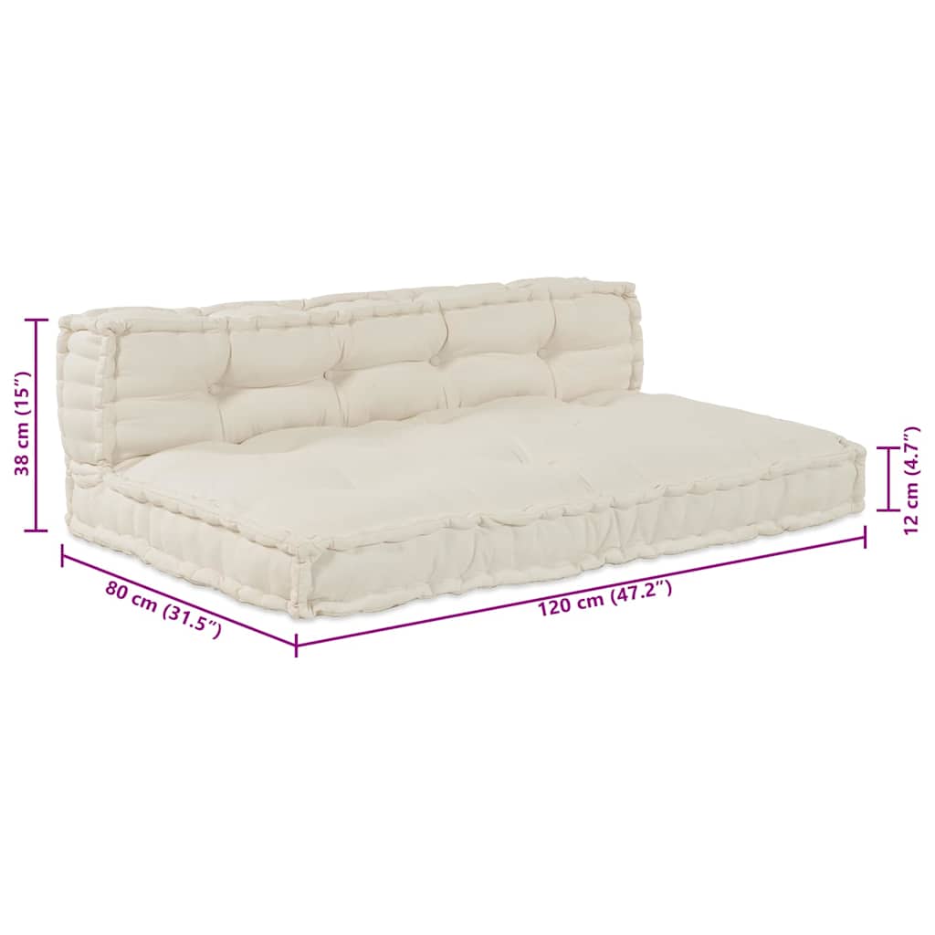 vidaXL Modulares Sofa 2 pcs Creme 120 x 80 x 38 cm Stoff