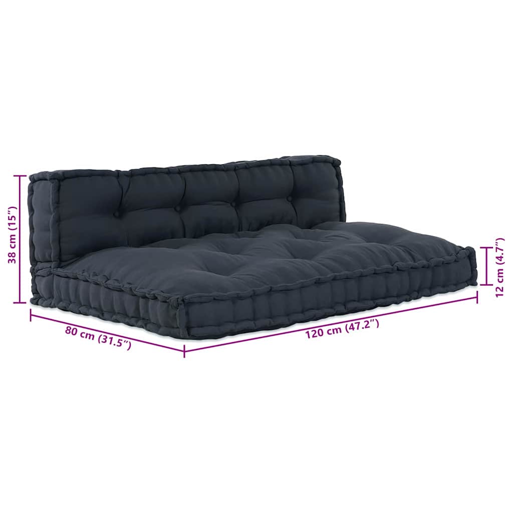 vidaXL Canapé modulable 2 pcs Gris anthracite 120 x 80 x 38 cm Tissu
