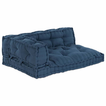 vidaXL Canapé modulable 3 pcs Indigo 120 x 80 x 38 cm Tissu