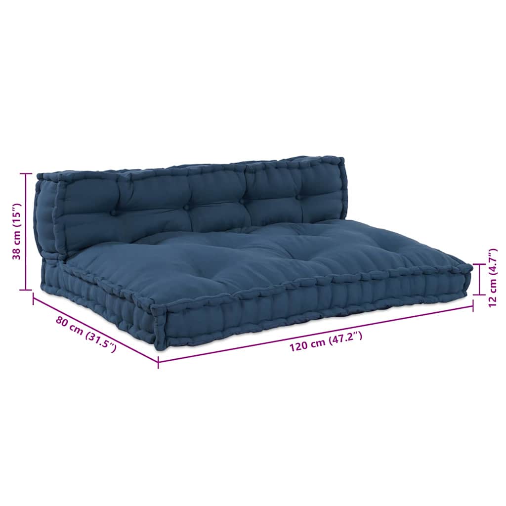 vidaXL Canapé modulable 2 pcs Indigo 120 x 80 x 38 cm Tissu