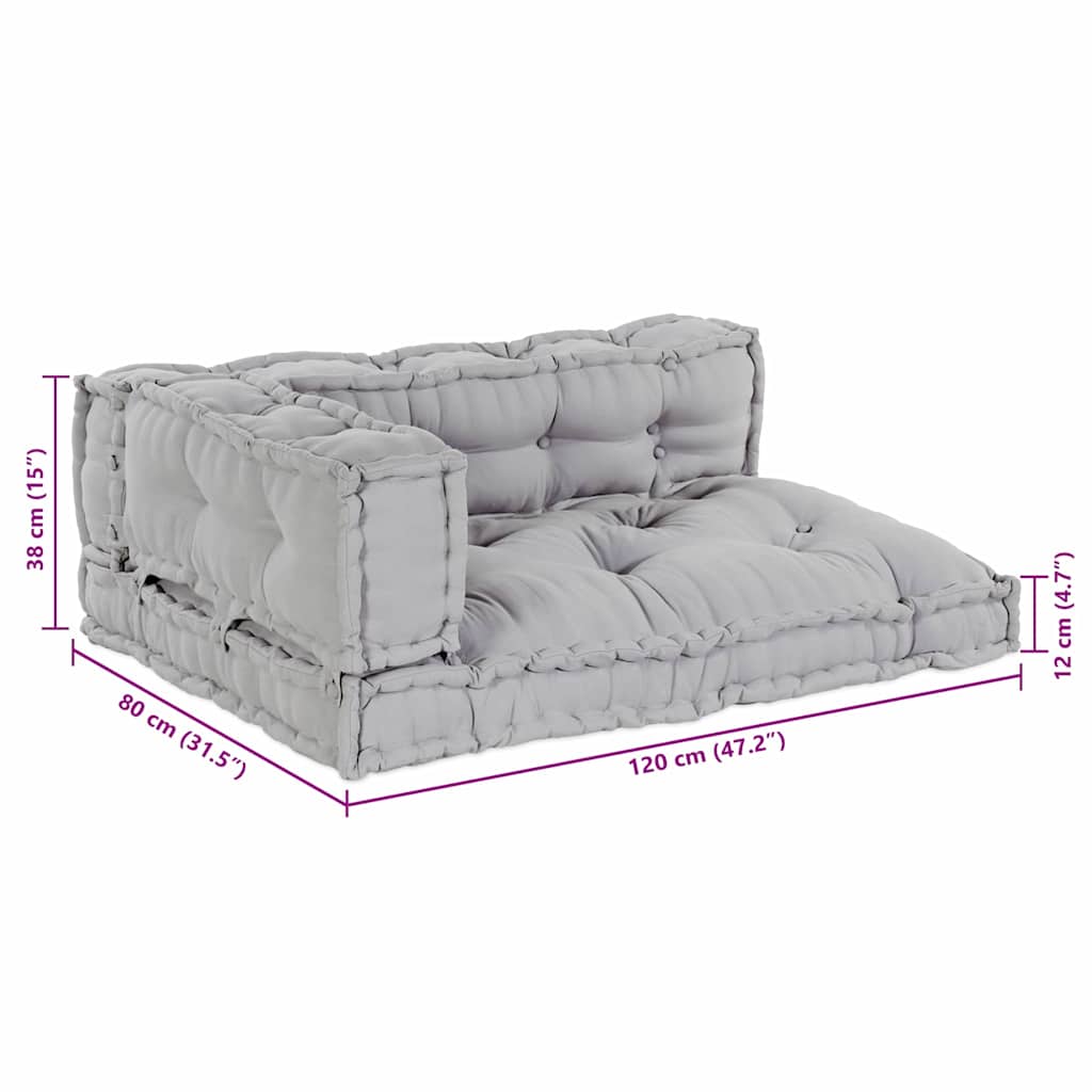 vidaXL Canapé modulable 3 pcs Gris 120 x 80 x 38 cm Tissu