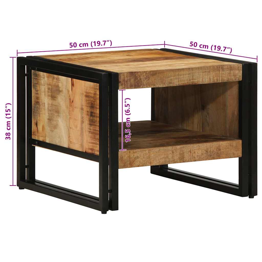 vidaXL Couchtisch 50x50x38 cm Raues Massivholz Mango