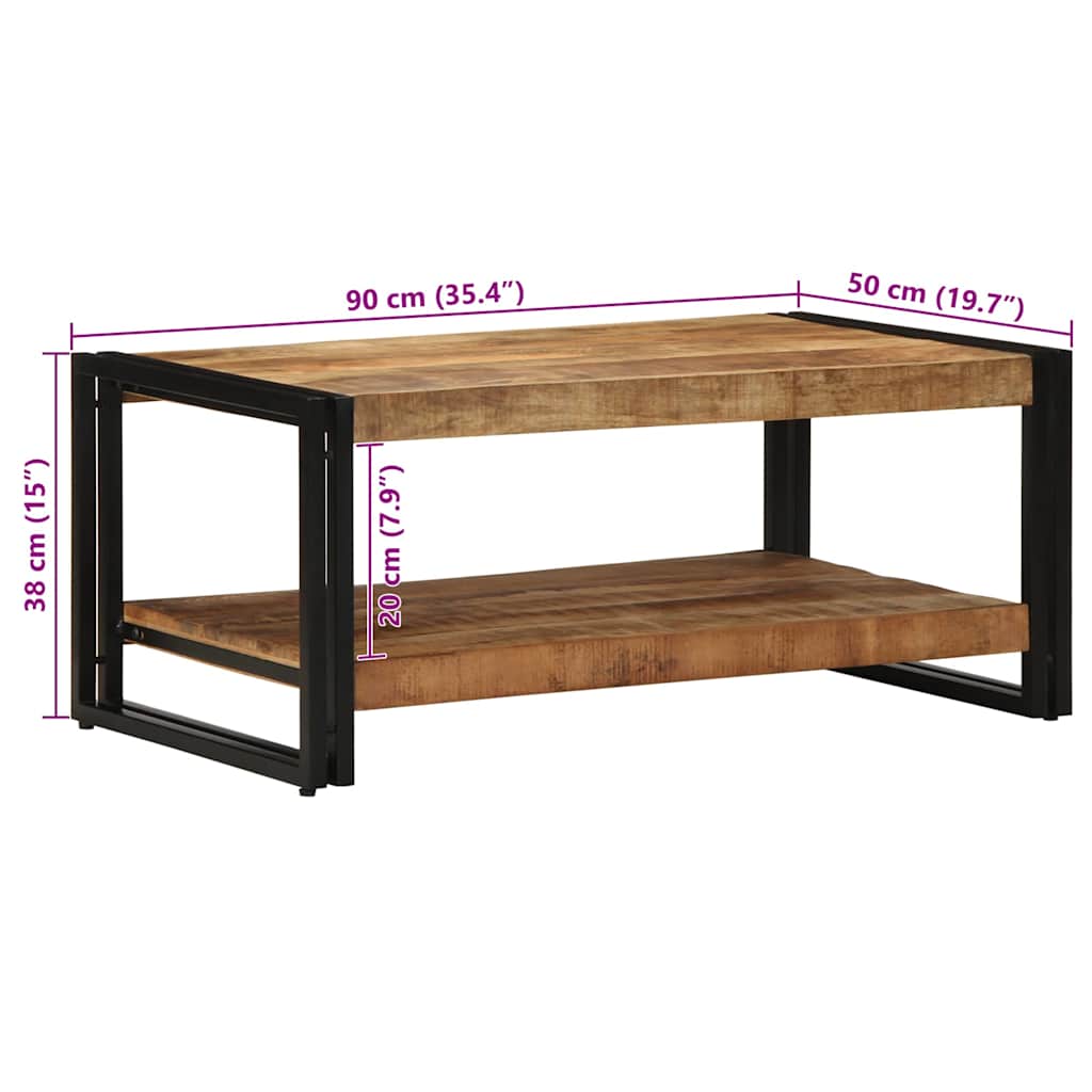 vidaXL Couchtisch 90x50x38 cm Raues Massivholz Mango