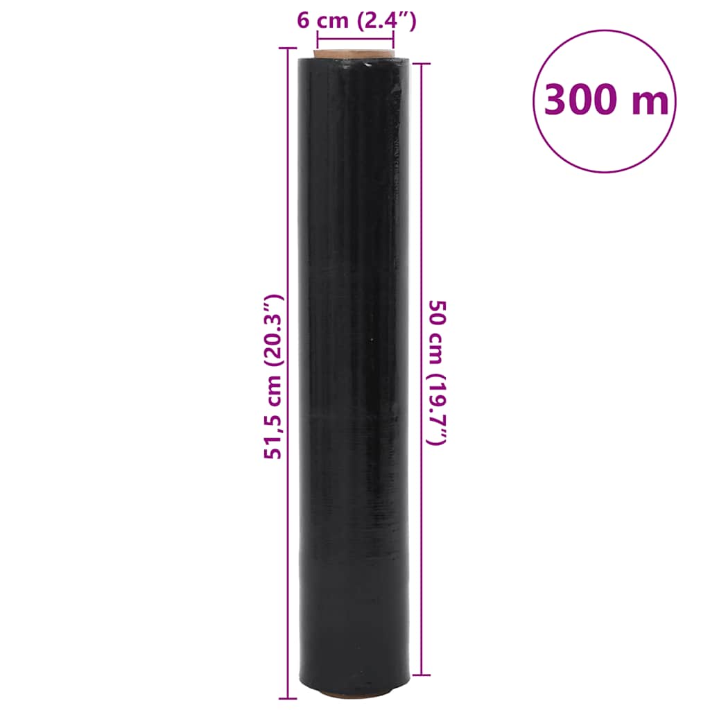 Stretchfolie 2 Stk. Schwarz 23 μm 50 cm x 300 m