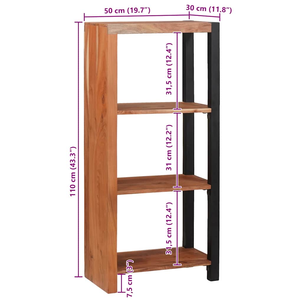 vidaXL Bücherregal Braun 70 x 30 x 110 cm Massivholz Akazie