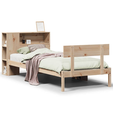vidaXL Massivholzbett mit Regal ohne Matratze 90x200 cm Kiefernholz