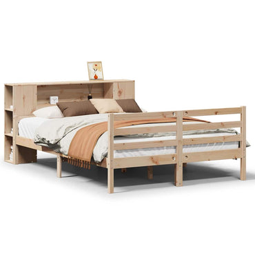 vidaXL Massivholzbett mit Regal ohne Matratze 140x200 cm Kiefernholz