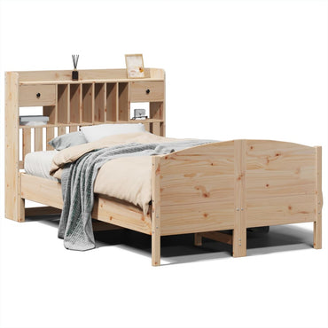 vidaXL Massivholzbett mit Regal ohne Matratze 135x190 cm Kiefer