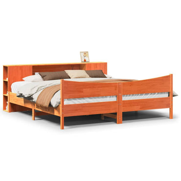 vidaXL Lit en bois massif sans matelas Marron ciré 200x200 Bois de pin