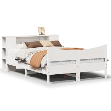 vidaXL Massivholzbett ohne Matratze Weiß 140x200 cm Kiefernholz