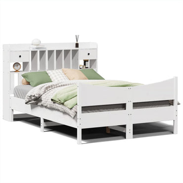 vidaXL Lit en bois massif sans matelas Blanc 140x190 cm Pin