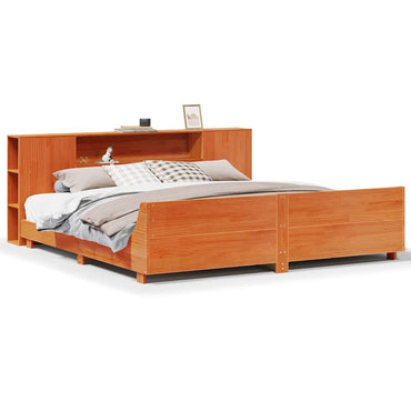 vidaXL Lit en bois massif sans matelas Marron ciré 200x200 Bois de pin