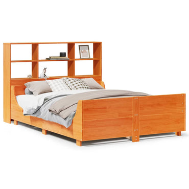 vidaXL Massivholzbett ohne Matratze Wachsbraun 140x190 cm Massivholz