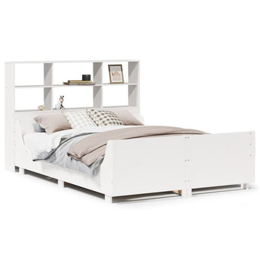 vidaXL Massivholzbett mit Regal ohne Matratze Weiß 120x190 cm