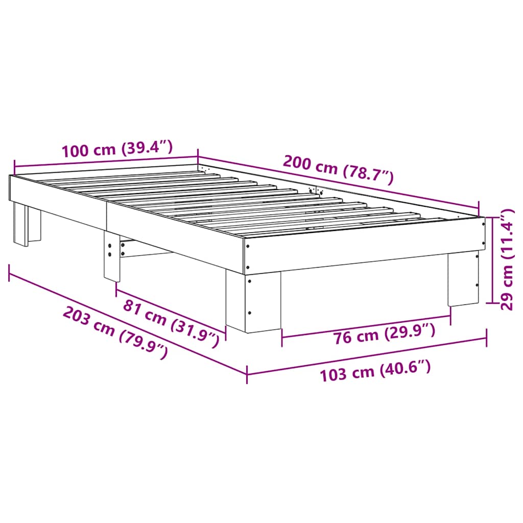 vidaXL Massivholzbett ohne Matratze 100x200 cm Eichenholz