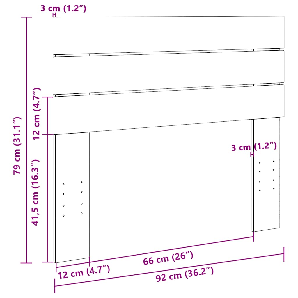 vidaXL Kopfteil 90 cm Massivholz Eiche