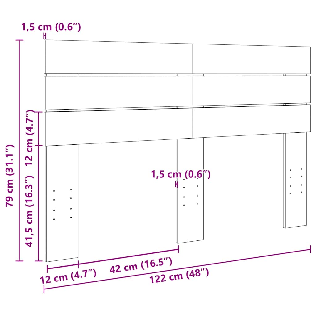 vidaXL Kopfteil 120 cm Massivholz Eiche