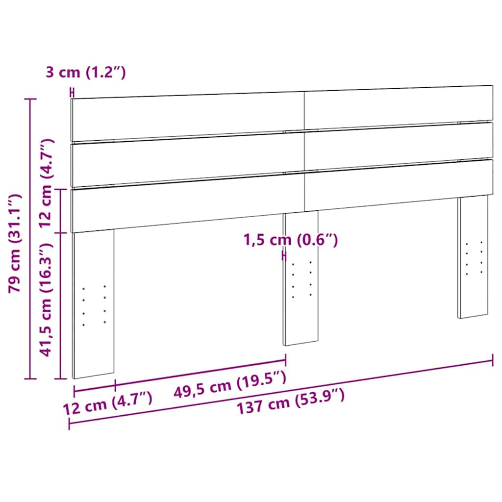 vidaXL Kopfteil 135 cm Massivholz Eiche