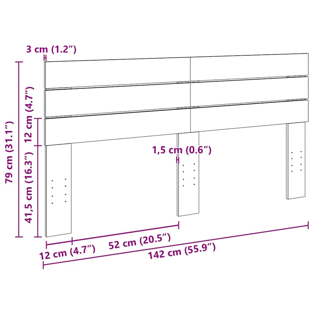 vidaXL Kopfteil 140 cm Massivholz Eiche