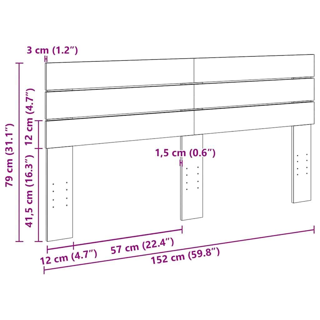 vidaXL Kopfteil 150 cm Massivholz Eiche