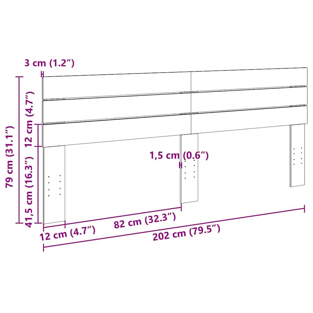vidaXL Kopfteil 200 cm Massivholz Eiche