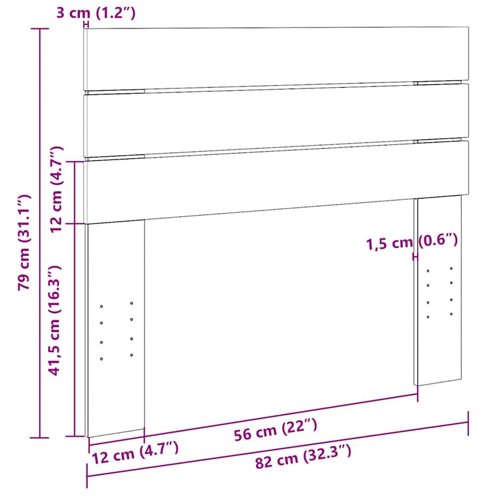 vidaXL Kopfteil 80 cm Massivholz Eiche