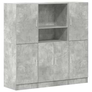 vidaXL Meuble de cuisine 3 pièces gris béton en bois d'ingénierie