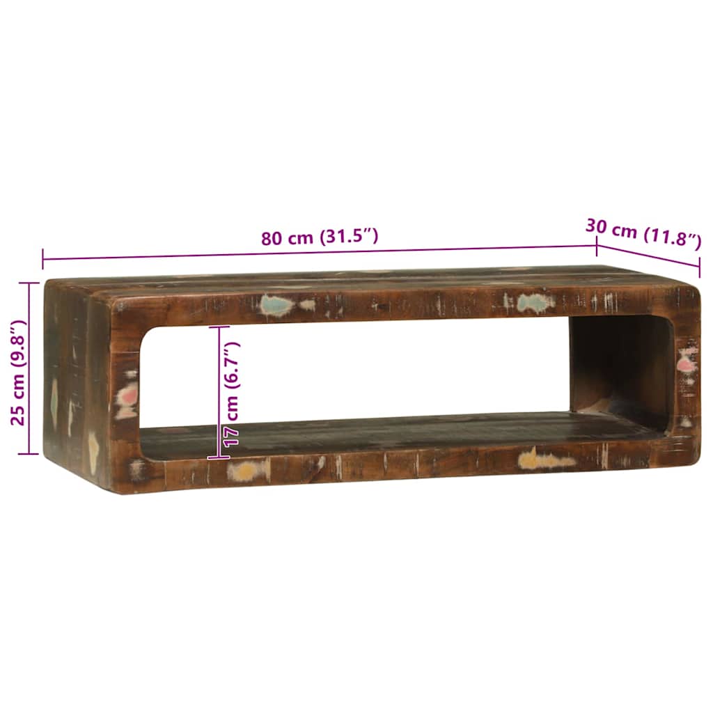 vidaXL TV-Schränk Mehrfarbig 80 x 30 x 25 cm Massivholz Altholz