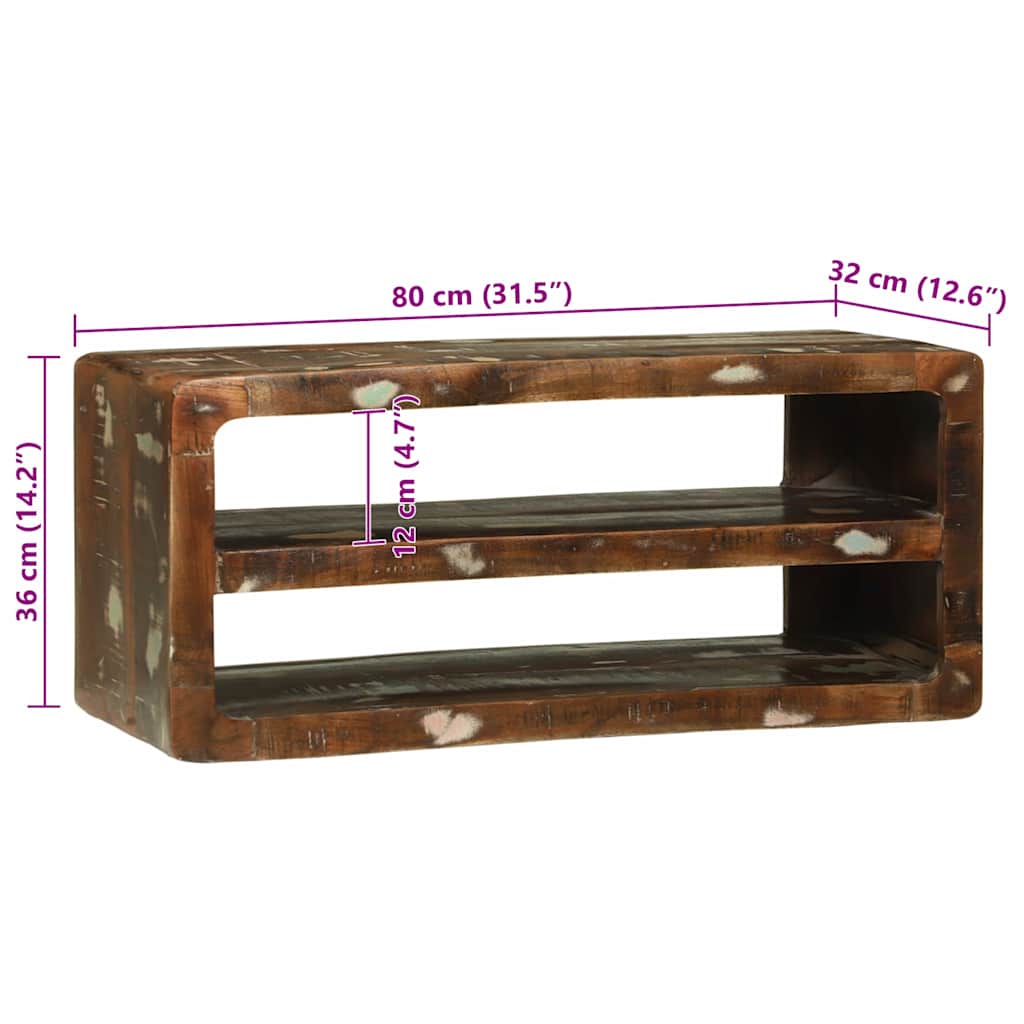 vidaXL TV-Schränk Mehrfarbig 80 x 32 x 36 cm Massivholz Altholz