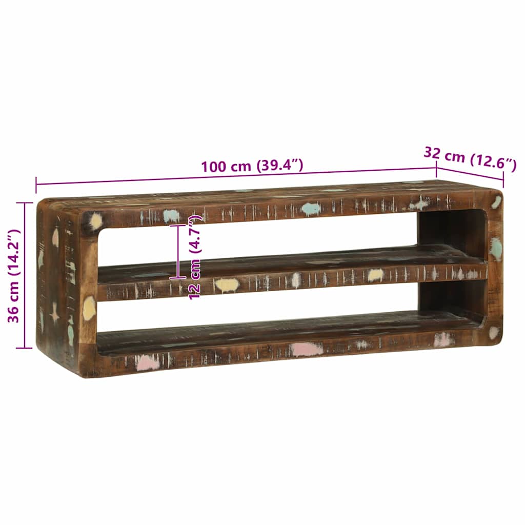 vidaXL TV-Schränk Mehrfarbig 100 x 32 x 36 cm Massivholz Altholz