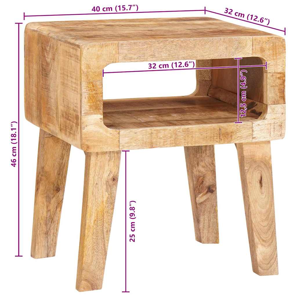 vidaXL Beistelltisch mit Regal Braun 40 x 32 x 46 cm Massivholz Mango