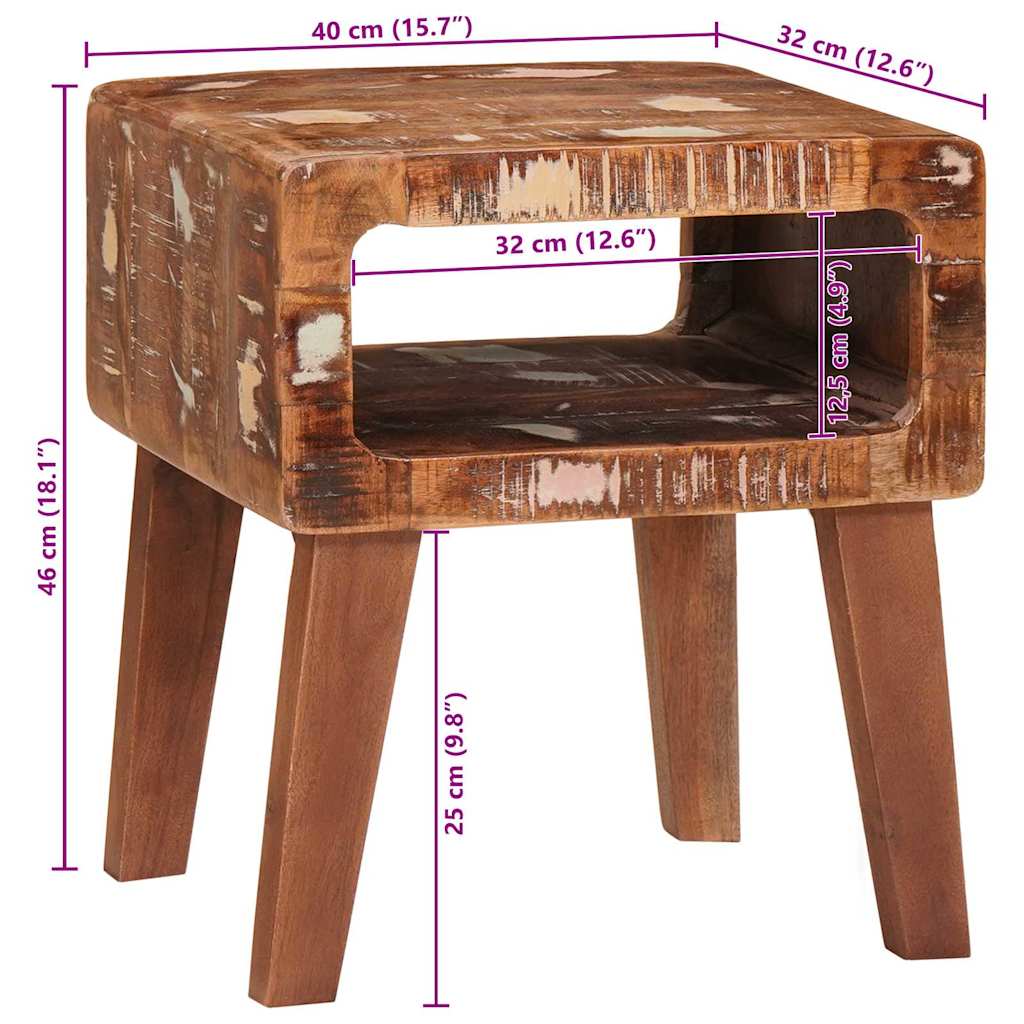 vidaXL Table d'appoint marron 40 x 32 x 46 cm Bois massif recyclé