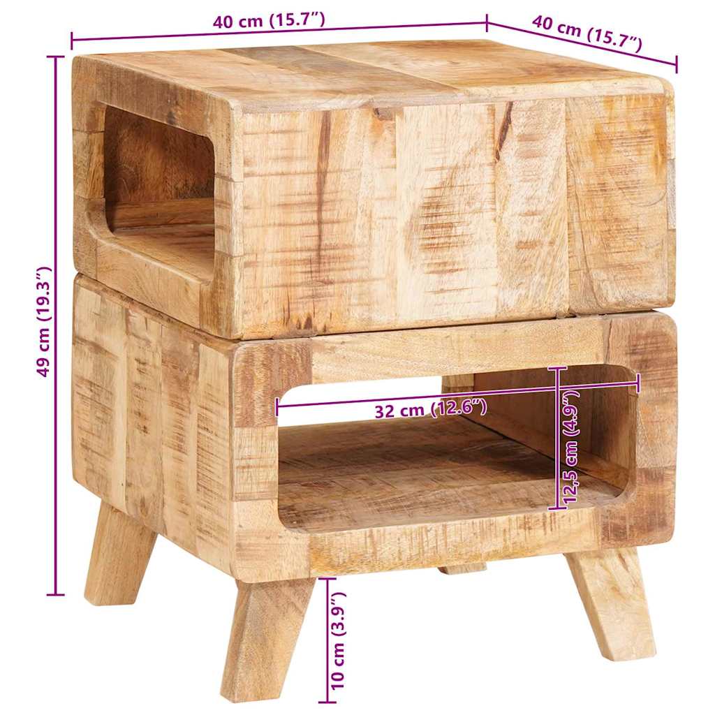 vidaXL Table d'appoint avec étagère Marron 40 x 40 x 49 cm Bois de manguier massif
