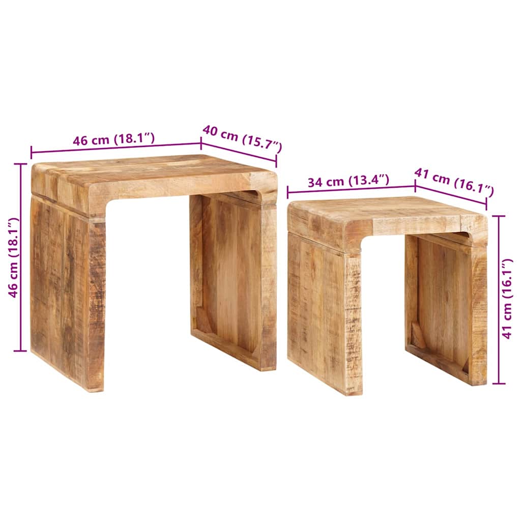 vidaXL Satztische 2 pcs Braun 46 x 40 x 46 cm Massivholz Mango