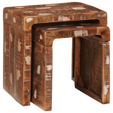 vidaXL Satztische 2 pcs Braun Massives upgecyceltes Holz