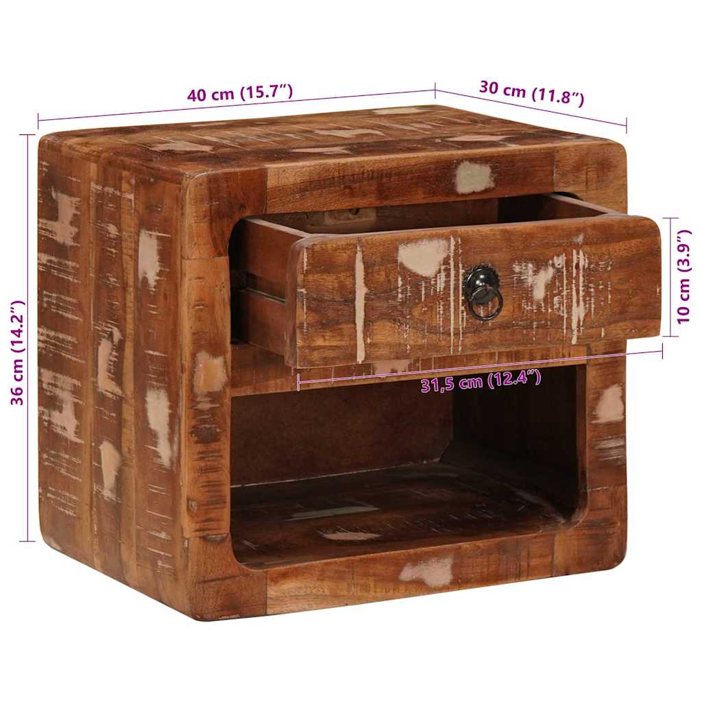 vidaXL Wandregal Nachtschrank mit Regal Mehrfarbig 40 x 30 x 36 cm