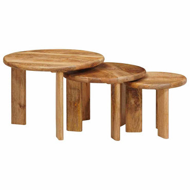 vidaXL Nesting-Couchtische 3 pcs Braun Massivholz Mango