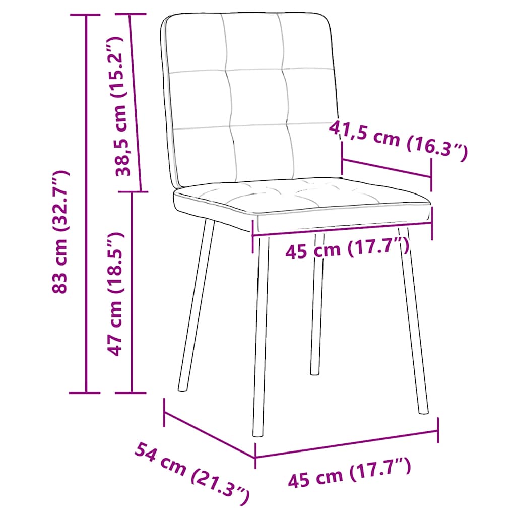 vidaXL Chaises de salle à manger 2 pcs Velours bleu
