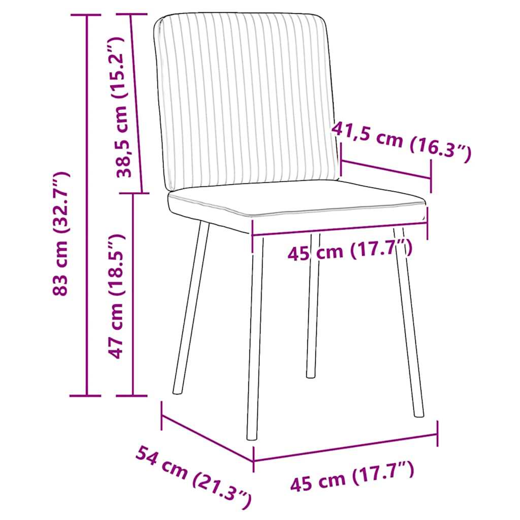 vidaXL Chaises de salle à manger 2 pcs Crème Velours