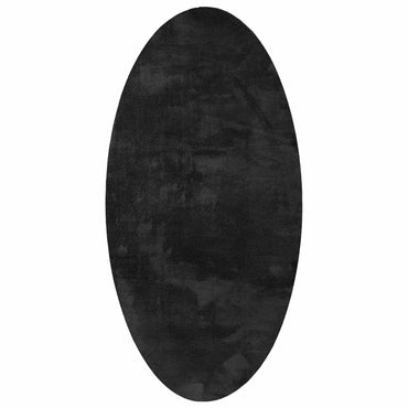 vidaXL Tapis d'appoint oval HUARTE Noir 80 x 150 cm 100 % polyester